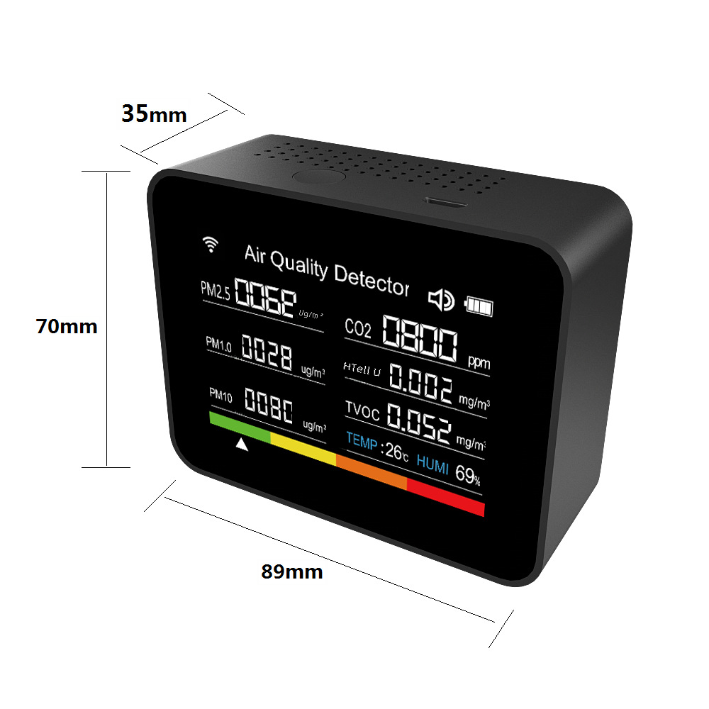 13-in-1 壁画スマートアプリ Wifi 空気品質テスター Co2 Pm2.5 ホルムアルデヒド Tvoc モニター エレガントなデザイン ポータブルモニター|undefined