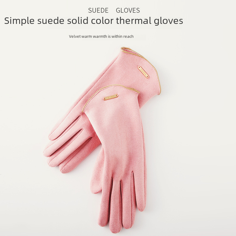 Winter flip-up touch screen thermal gloves cycling plus velvet windproof suede gloves student ski cycling gloves for women