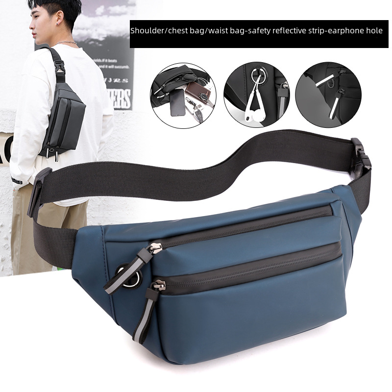 New men's waist bag casual water-repellent chest bag multi-layer large capacity shoulder bag simple solid color crossbody bag wholesale