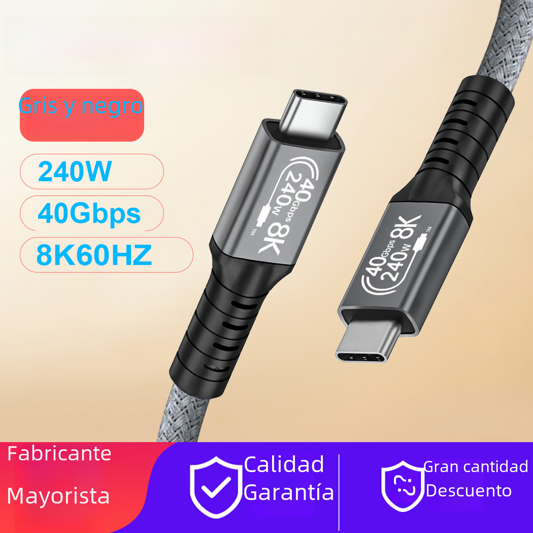 Cable DE DATOS usb4 compatible con Lightning 4 tipo C de doble cabeza 8K Cable de pantalla de proyección 40Gbps transmisión pd240w cable de carga rápida