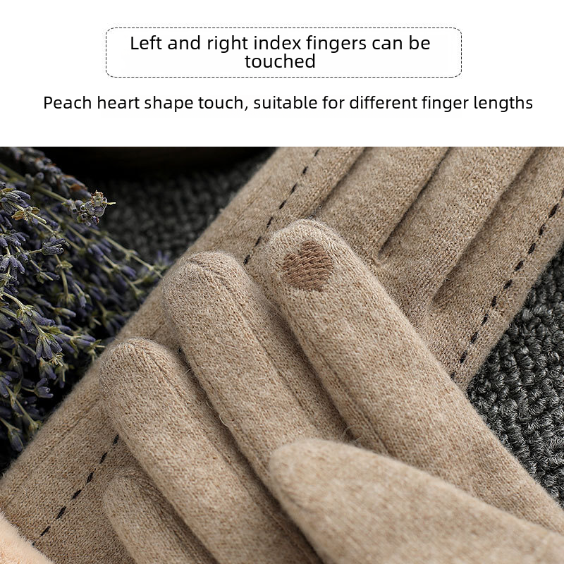 Warm gloves for women N0302 velvet thickened Korean style cute cashmere touch screen driving wool cycling winter gloves