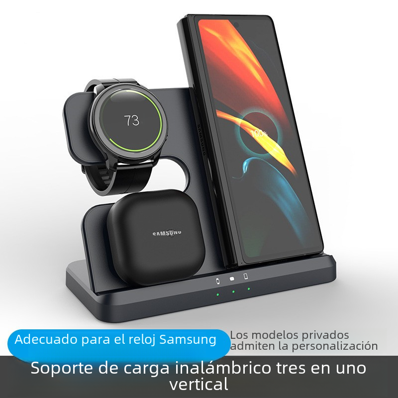 Nuevo soporte de base de carga inalámbrica tres en uno de carga rápida adecuado para Samsung reloj auricular teléfono móvil cargador inalámbrico