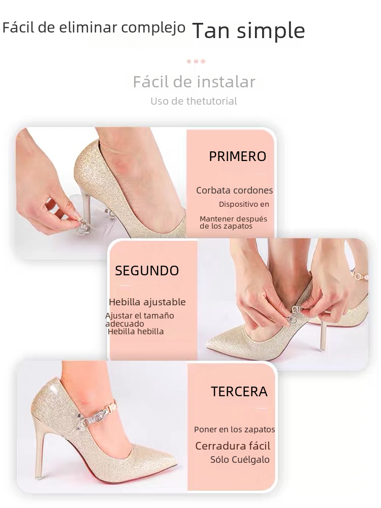 Zapatos de tacón alto antideslizante artefacto Cordón de los zapatos hebilla Cordón de las mujeres Cordón de sujeción fijo talón anti-caída sin instalación