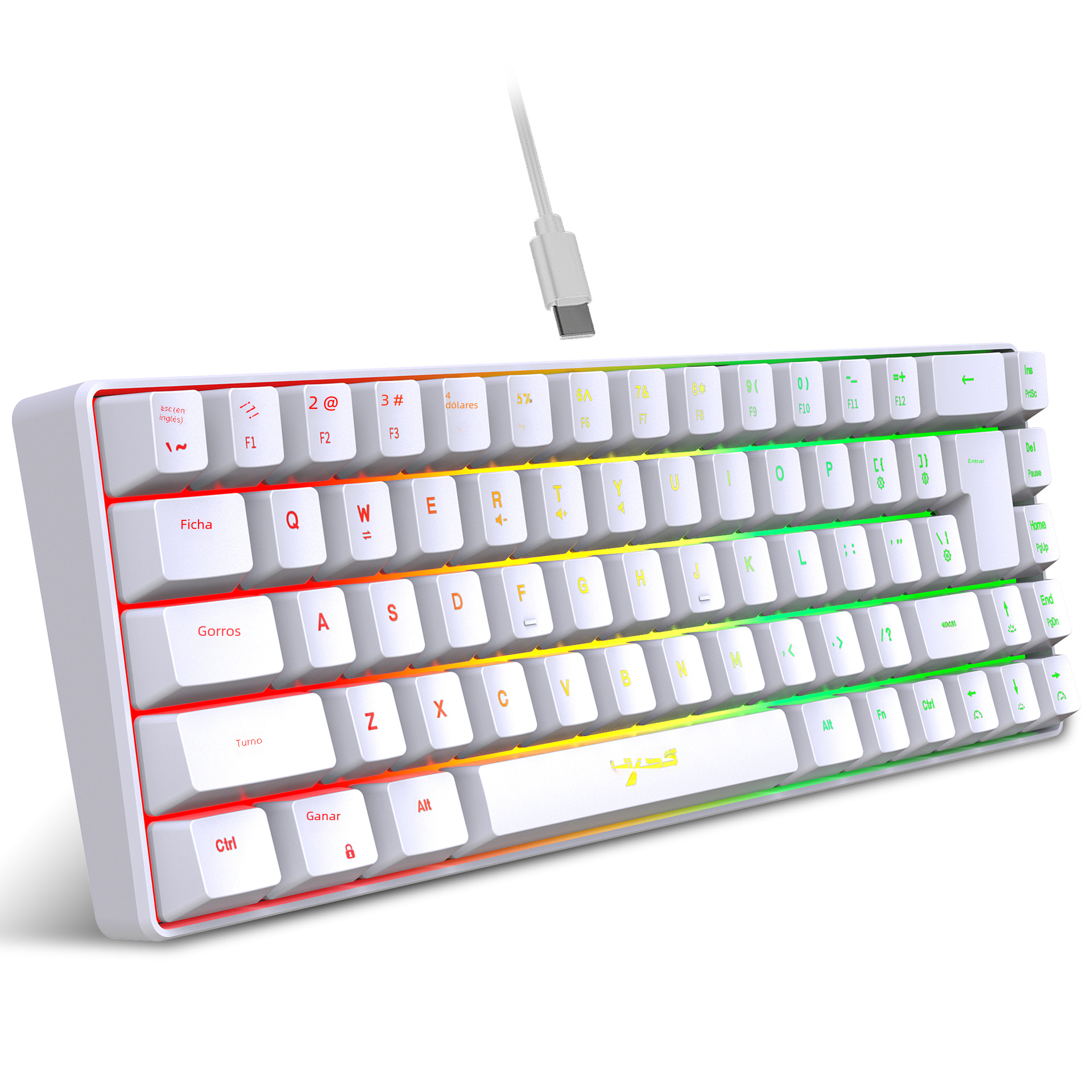 Wired portátil 68-clave sensación mecánica película Juego teclado ABS material RGB retroiluminación transfronteriza en stock