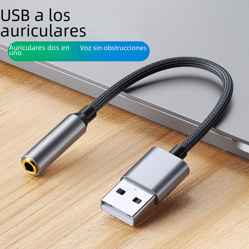 Tarjeta de sonido USB auriculares 2-en-1 ordenador portátil de escritorio unidad libre tarjeta de sonido independiente USB a auriculares de 3,5mm