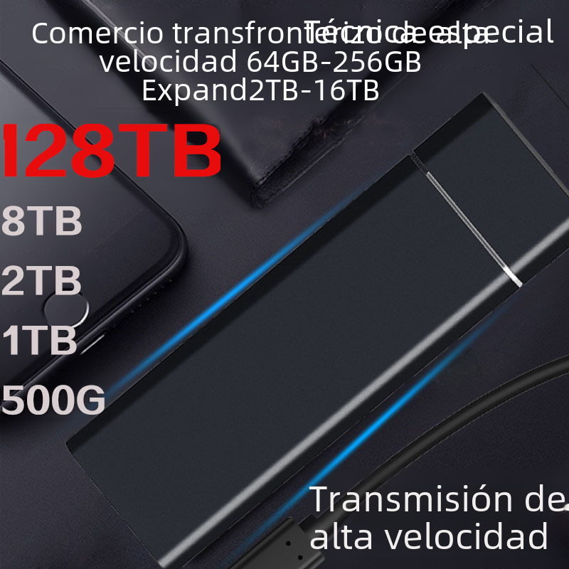Disco duro móvil de estado sólido de expansión externa 3,1 transfronteriza caliente de alta velocidad SSD 2TB/8TB/16TB metal M2 Negro