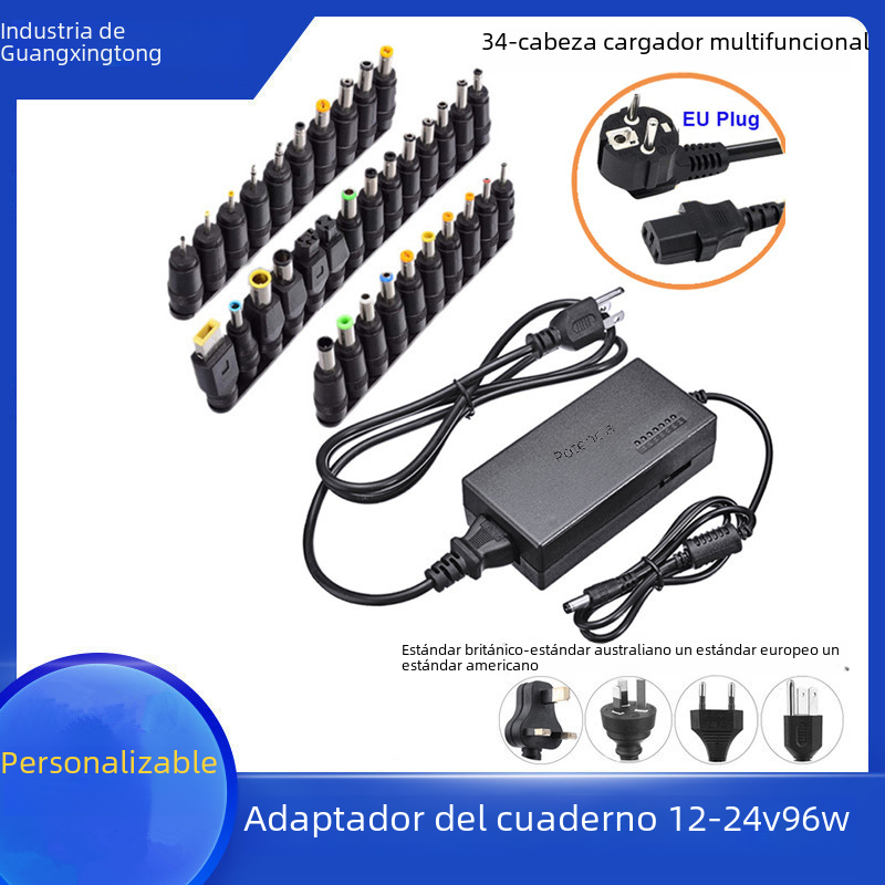 Adaptador de corriente multifunción de 96w 12-24v fuente de alimentación ajustable portátil cargador universal 34 modelos
