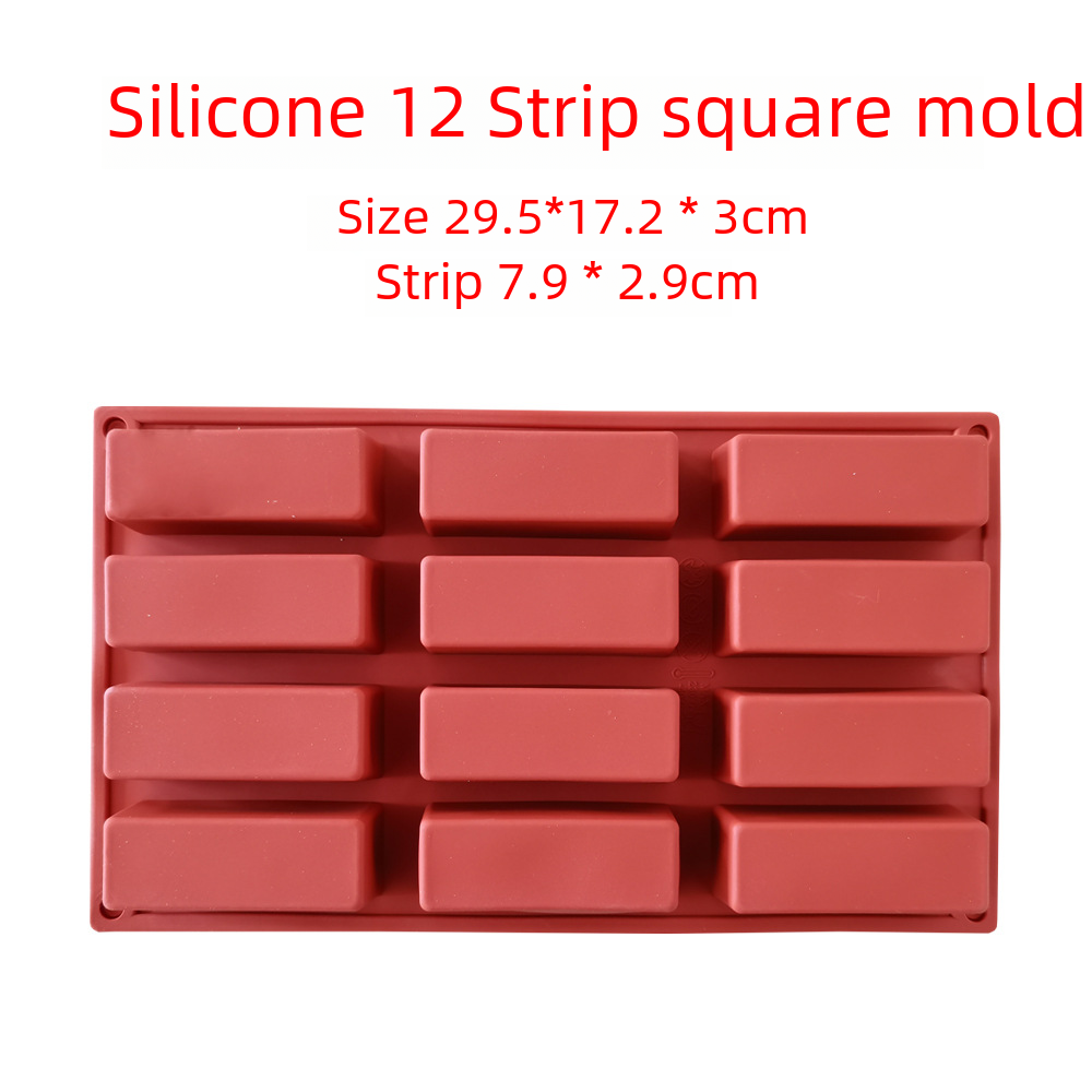 硅膠12連長條 雪糕果凍布丁肥皂蛋糕模具烘焙工具