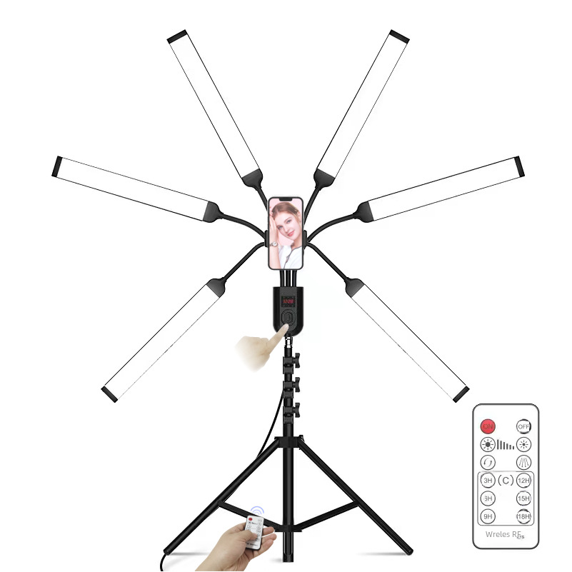Luz plegable de seis brazos para transmisión en vivo, luz de relleno, Internet, celebridad, Selfie, belleza, iluminación Led para fotografía, soporte en vivo móvil
