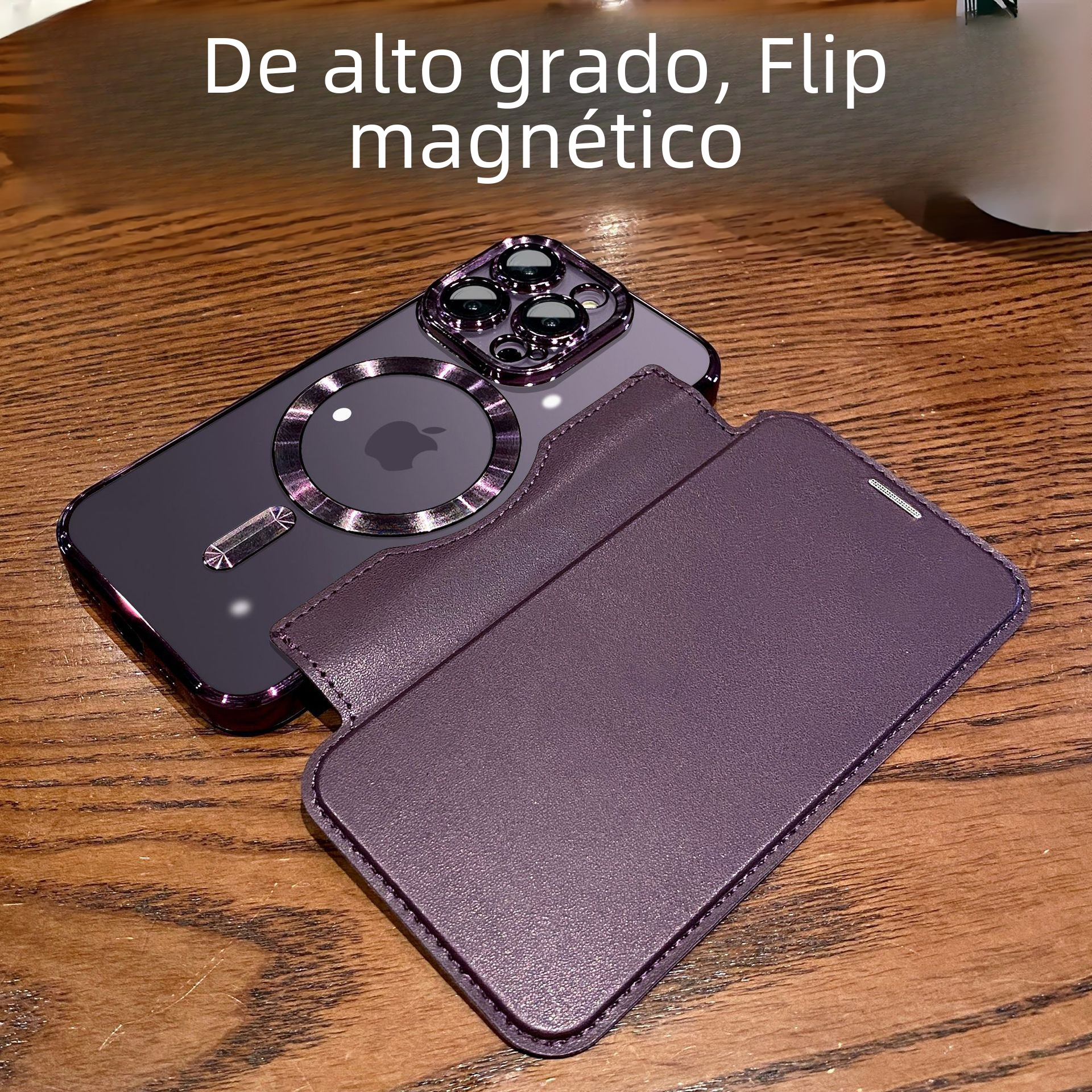 Aplicable Apple 16promax funda para teléfono móvil escudo dorado galvanizado funda de cuero magnético iPhone15/16E funda con todo incluido