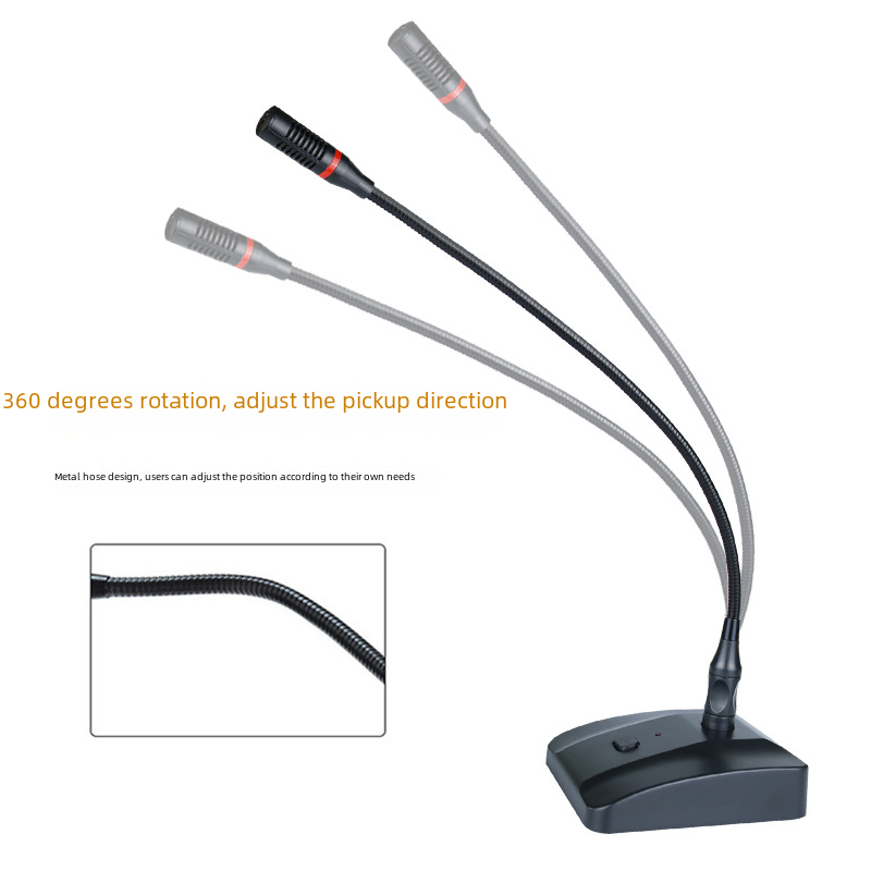 Professional wired conference microphone, broadcasting station meeting room lecture podium desktop gooseneck condenser microphone