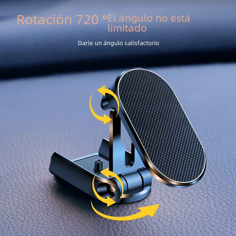 Soporte de teléfono plegable de aleación para coche, multiángulo, creativo, fuerte succión magnética, giratorio, altura ajustable