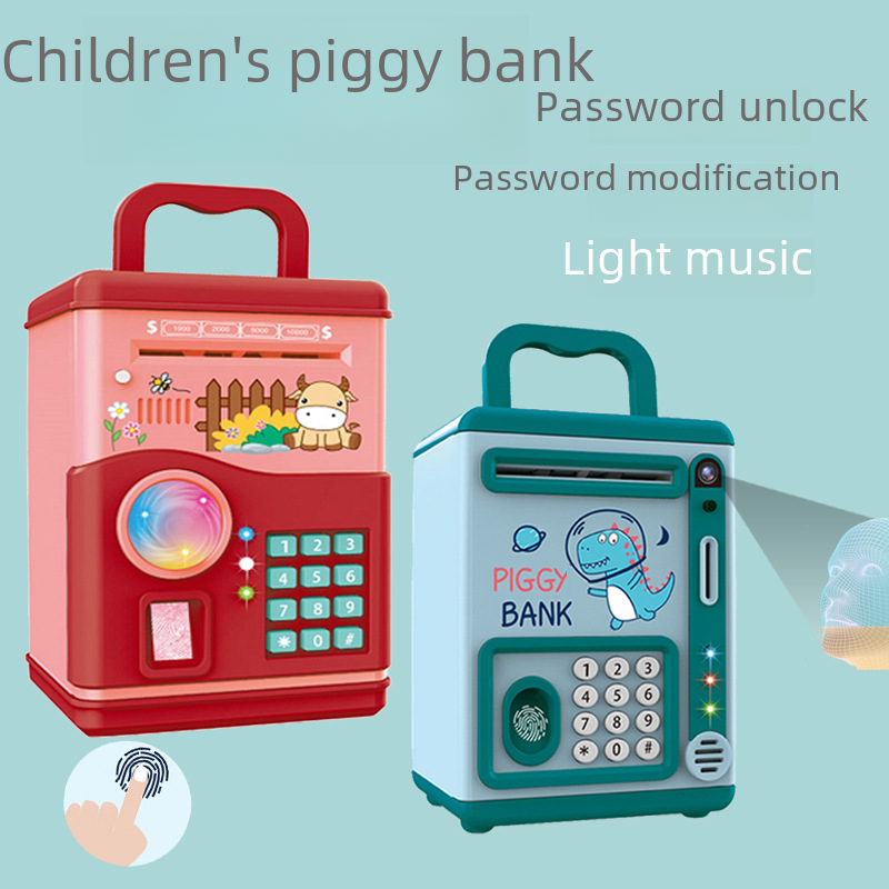 Child Toy Password Face Recognition Money Bank Cartoon Creative ATM Electric Password Fingerprint Sensing Saving Bank