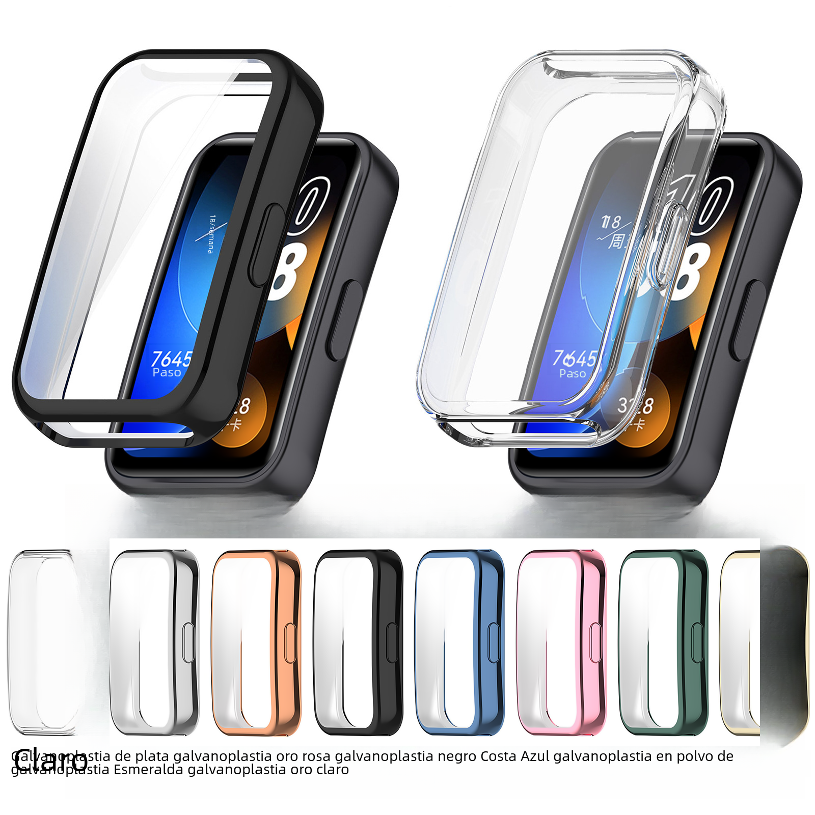 Para Huawei Band 8 9 estuche protector galvanoplastia HUAWEI band8 NFC todo incluido Tpu caja de goma suave
