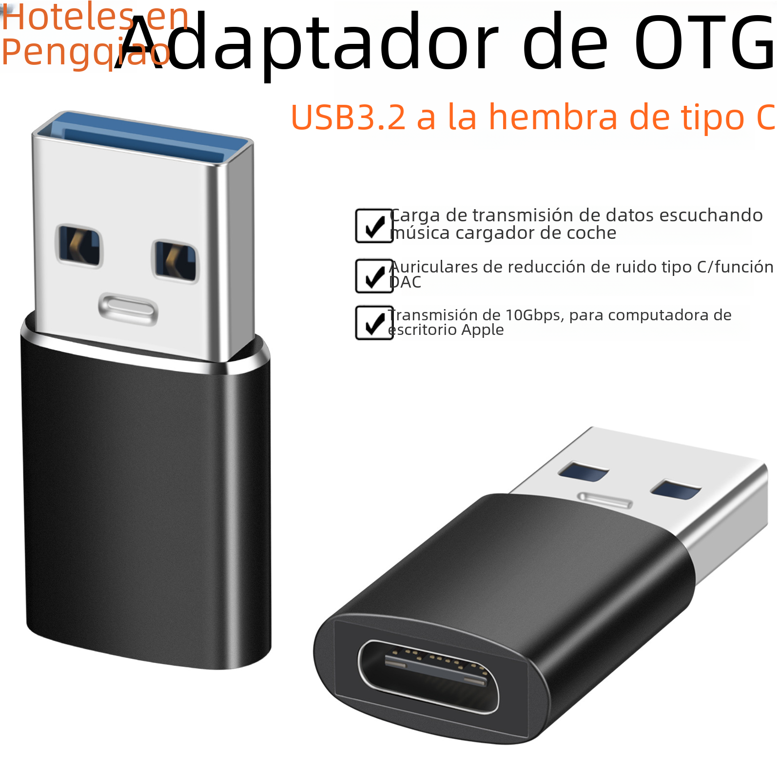 USB al tipo-c varón del adaptador 3.2A al convertidor femenino de C para el adaptador de carga de Android Huawei Apple