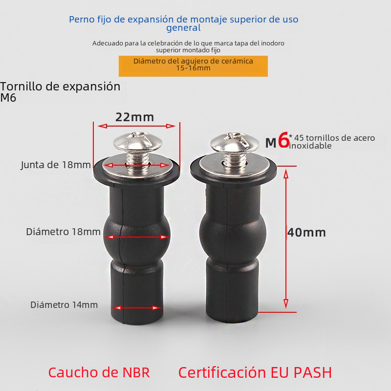 Tapa de inodoro de goma universal accesorios tapa de inodoro instalación tornillo de acero inoxidable perno de expansión de instalación superior inteligente