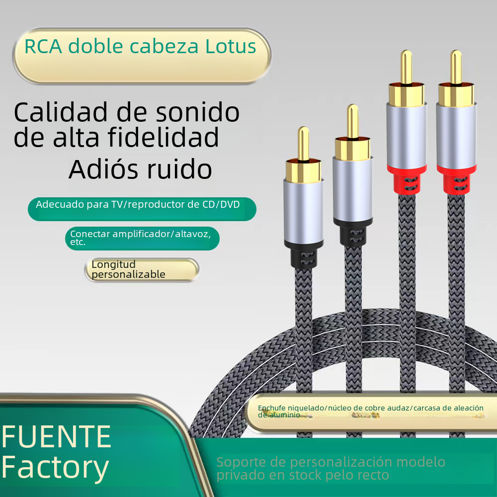 Cable de audio de dos puntos de dos-doble de Loto rojo y blanco conector 2RCA a 2rca cable amplificador de altavoz CD TV