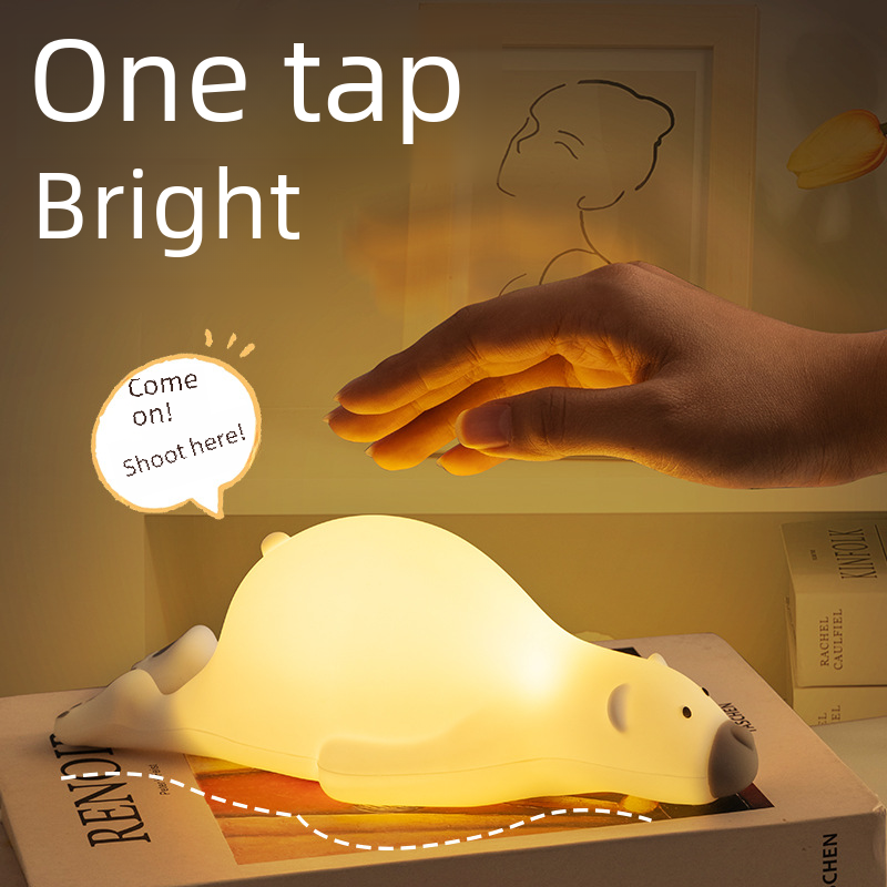Cross-border silicone night light charging bedside feeding lamp student gift patting lamp children's birthday gift sleep companion light