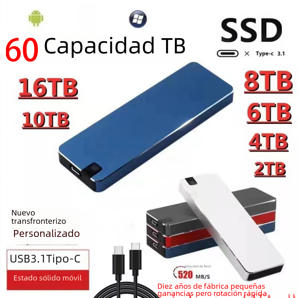 Comercio exterior transfronterizo móvil de estado sólido SSD actualización portátil mini disco duro 16TB8TB2TB de alta velocidad fabricante de Shenzhen