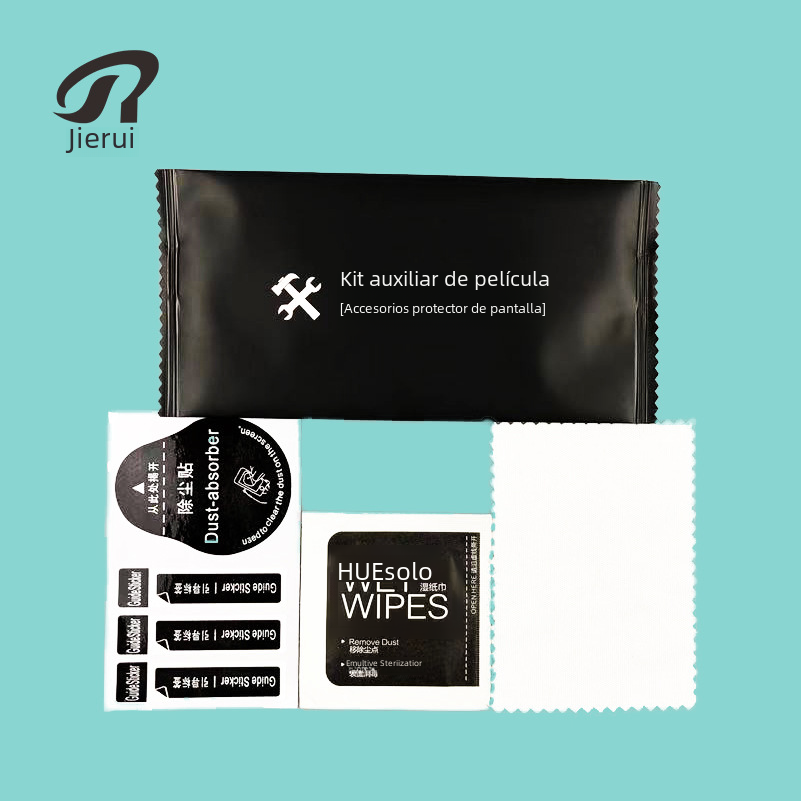 Fabricante en stock teléfono móvil película templado película auxiliar Kit de limpieza pantalla traje desinfección bolsa alcohol eliminación de polvo etiqueta