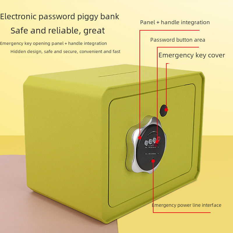 Childproof Smart Password Lock Piggy Bank Coin Bank Electronic Savings Bank Mini Iron Can Safe Box Document Box Cross-border