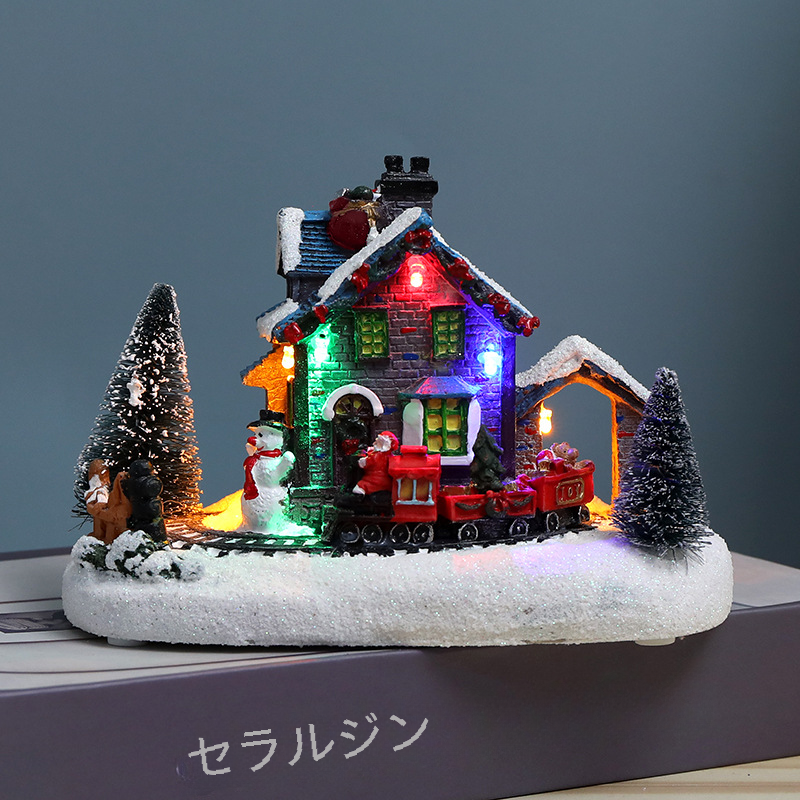 新しい Led カラフルなライトクリスマス装飾家光るミニチュアシーン置物ギフトアイテムお祝いシーズンオフィス装飾|undefined