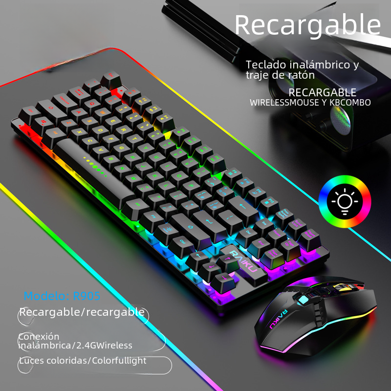 RAIKU rekui R905 juego de teclado y ratón de carga inalámbrica juego de teclado luminoso y traje de ratón eBay Amazon