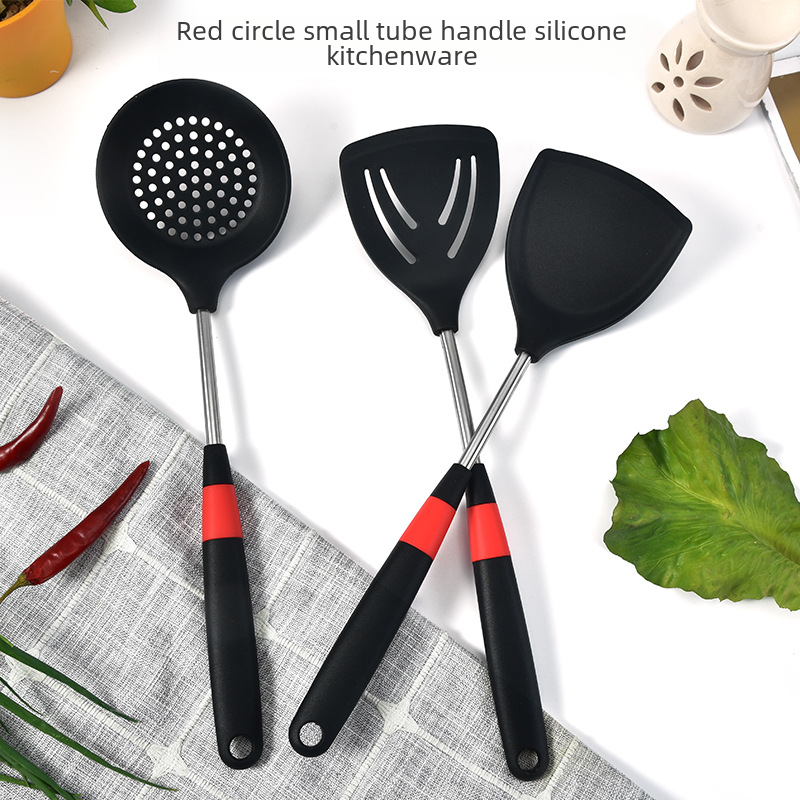 Silicone spatula is hot-selling in supermarkets. Non-stick pot dedicated spatula, food grade red circle spatula, cooking utensils frying spatula, long handle stir-fry 