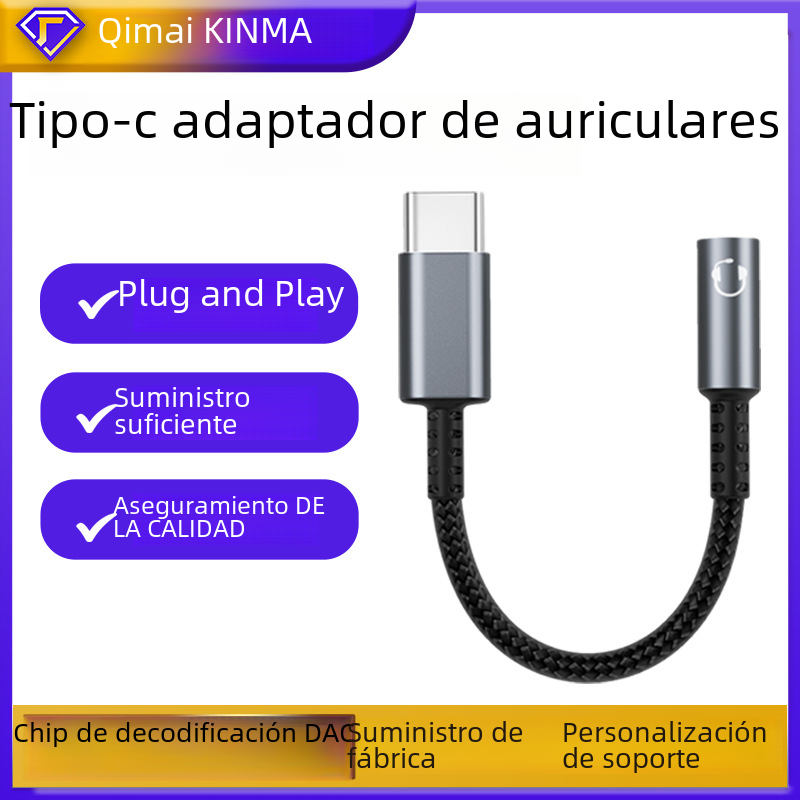 Transfronterizo tipo-C a 3,5 adaptador de auriculares para Apple 15 adaptador cable decodificación chip KT cx31993