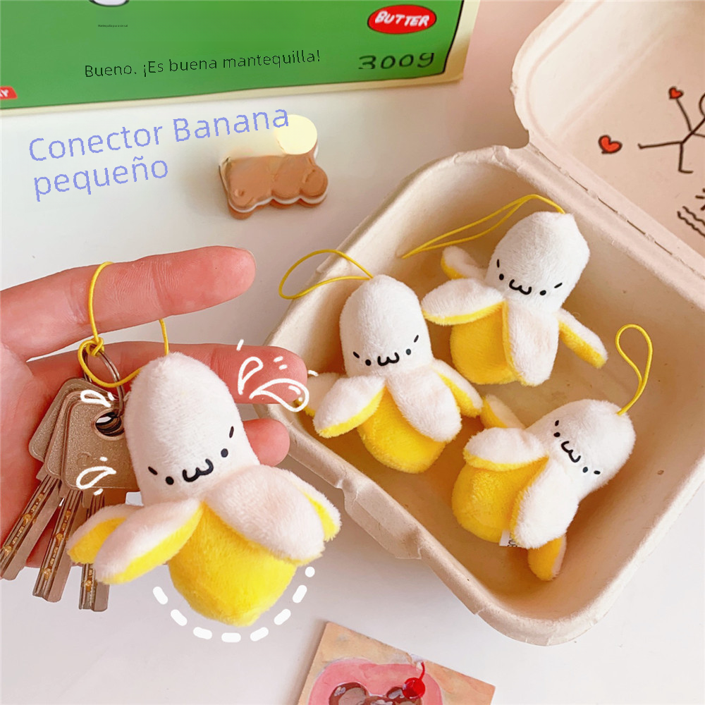 Japonés lindo pequeño colgante de plátano felpa peeling colgante de plátano bolsa colgante accesorios par novias regalo femenino