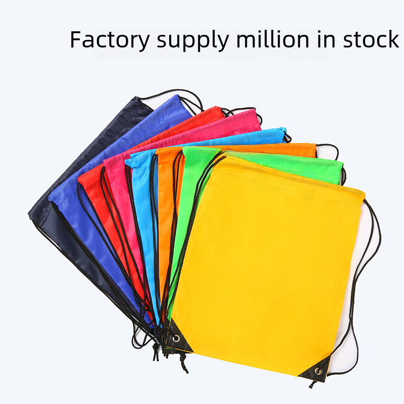 Polyester drawstring pouch wholesale colorful backpack with double shoulder straps blank polyester drawstring pouch printed logo