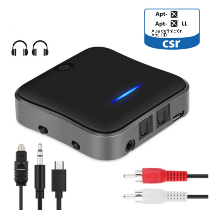 Transmisor de fibra óptica receptor Bluetooth 2-en-1 CSR8675 HD sin pérdida de calidad de sonido amplificador de coche