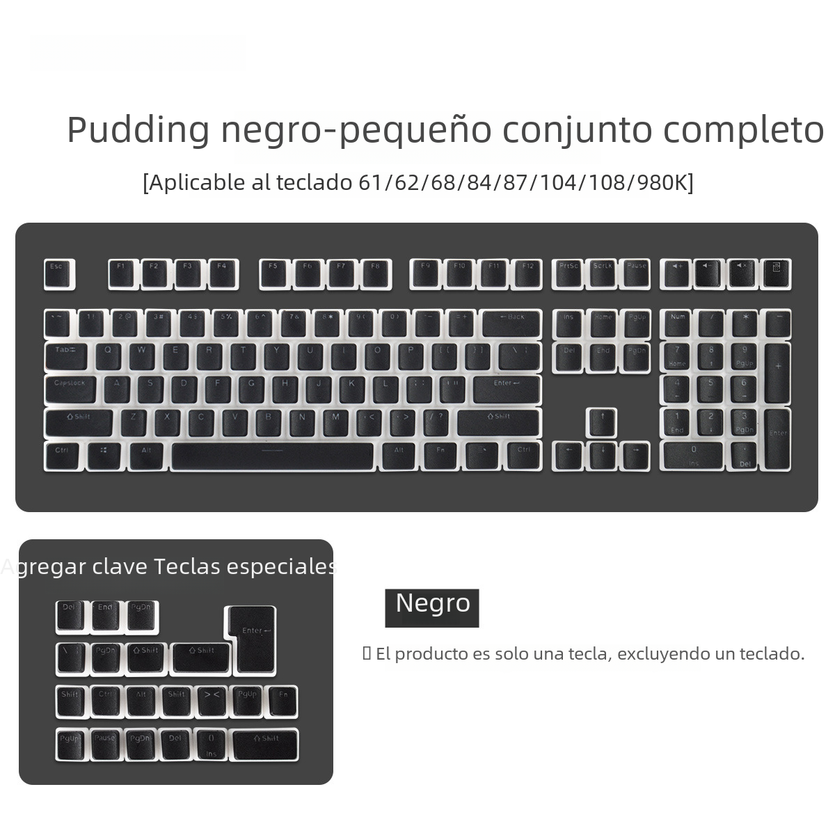 Tapa de teclado de pudín en caja teclado mecánico pudín doble piel leche tapa de llave transparente PBT personalizado crema jalea
