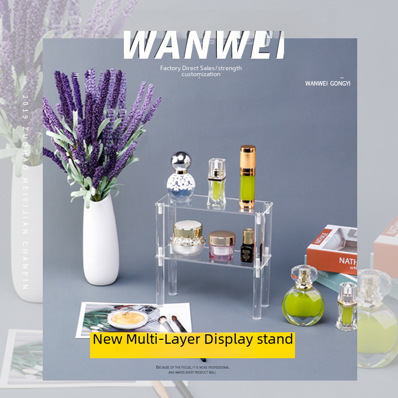 Factory Customized New Product Transparent Multi-layer Display Rack Acrylic Cake Cosmetics Display Stand