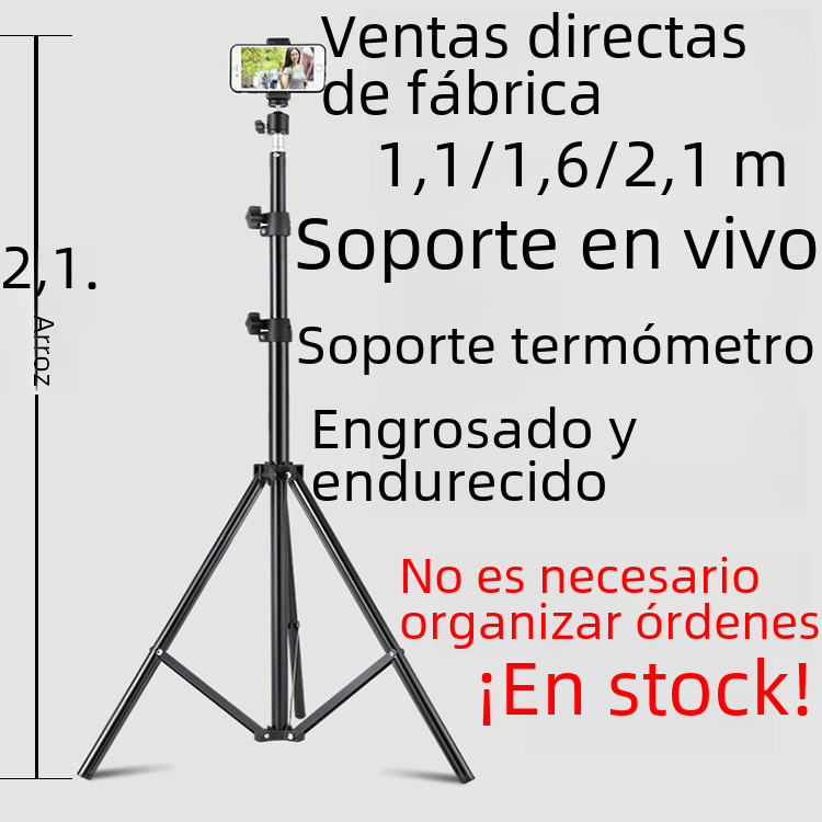 Trípode ajustable para teléfono móvil, soporte de fotografía de pie de 1,1/1,6/2,1 m, soporte de transmisión en vivo