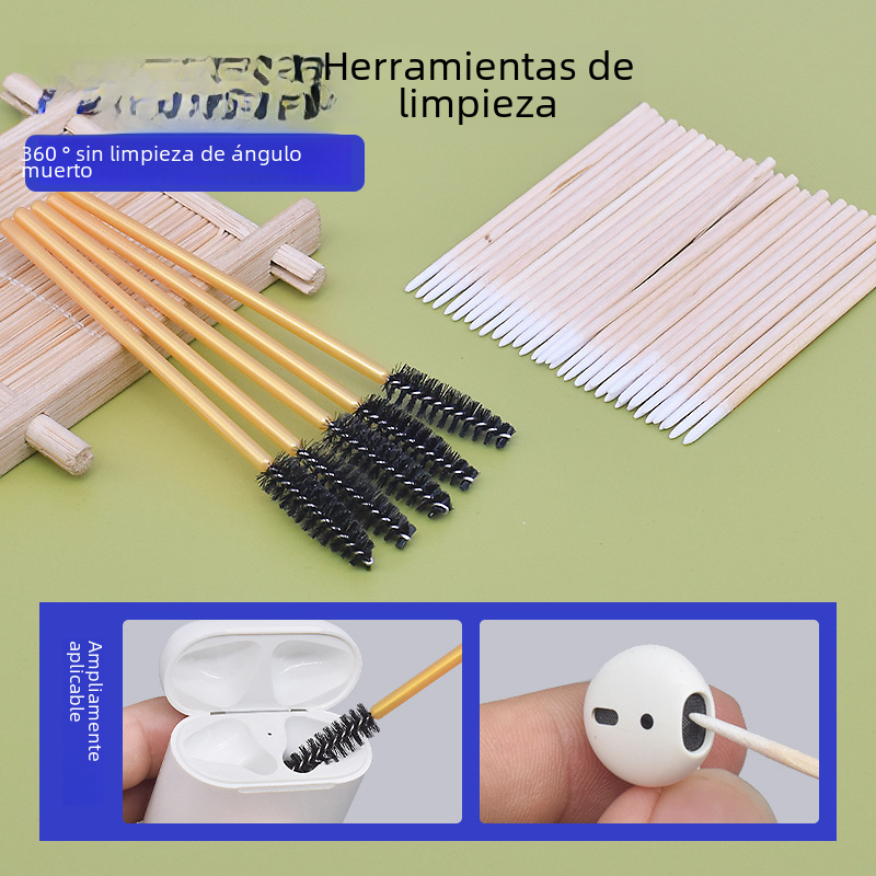 Adecuado para airpods cepillo de limpieza Bluetooth auriculares inalámbricos caja de carga herramienta de limpieza cepillo de limpieza hisopo de algodón