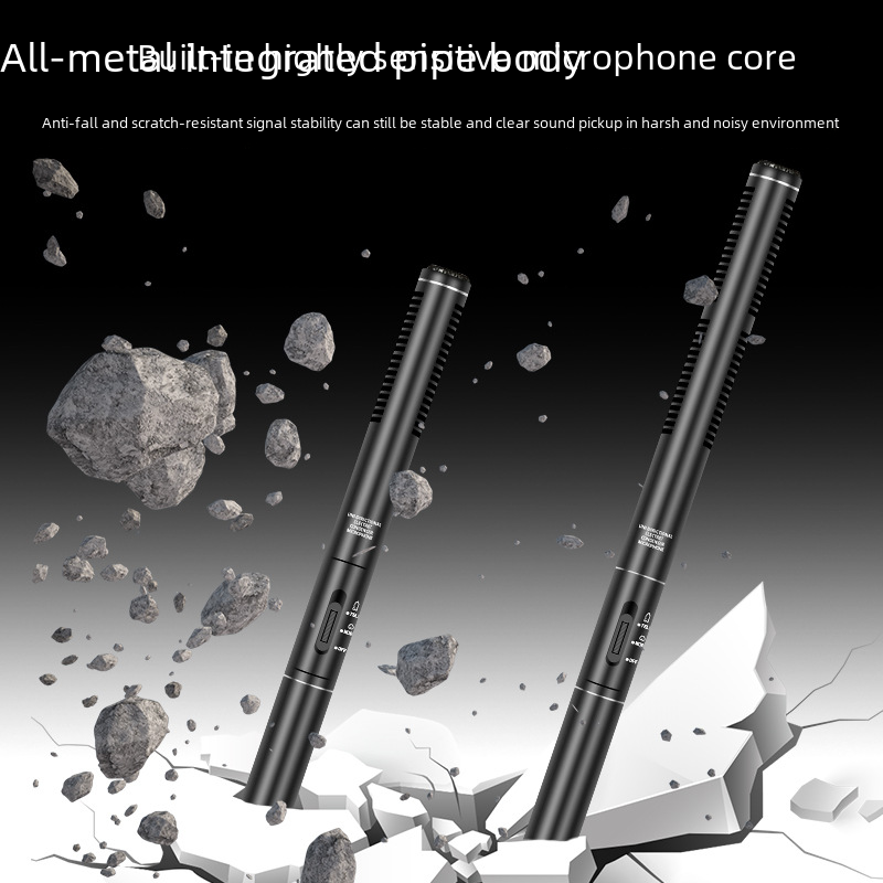 Professional interview microphone outdoor live wired microphone smartphone DSLR camera recording sound news recording shotgun microphone