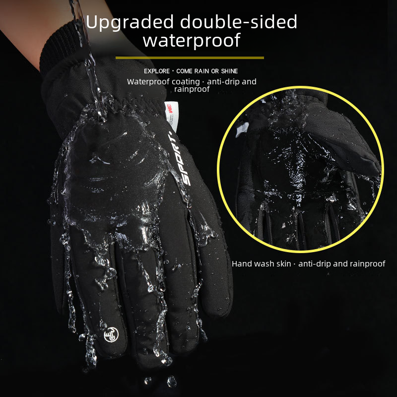 Ski gloves women's winter Q907 season touch screen waterproof and cold-proof plus velvet thickened sports cycling warm windproof gloves