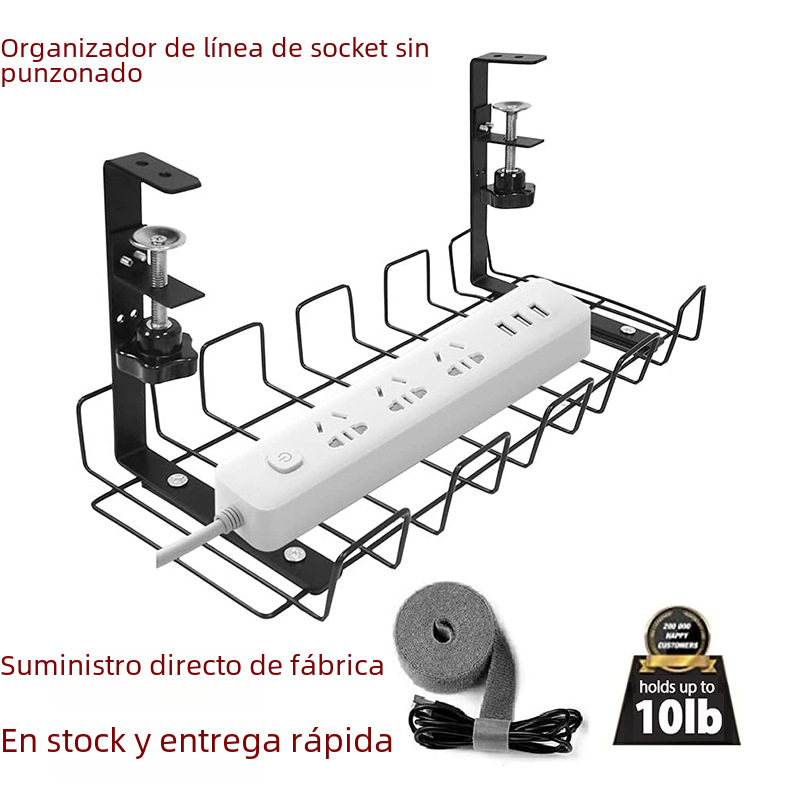 Amazon sin Punch fila de energía de almacenamiento rack de escritorio de oficina de alambre organización de almacenamiento fregona tablero ajustable cesta colgante