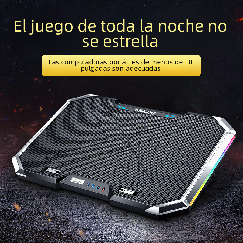Nuoxi Q8 ordenador portátil radiador de refrigeración del ordenador base pantalla LCD botón controlable RBG luminosa