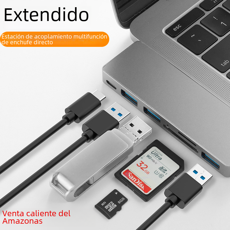 Transfronterizo en stock muelle de expansión adecuado para el ordenador portátil de apple hdmi6 en 1 multi-interfaz de doble cabeza de tipo c