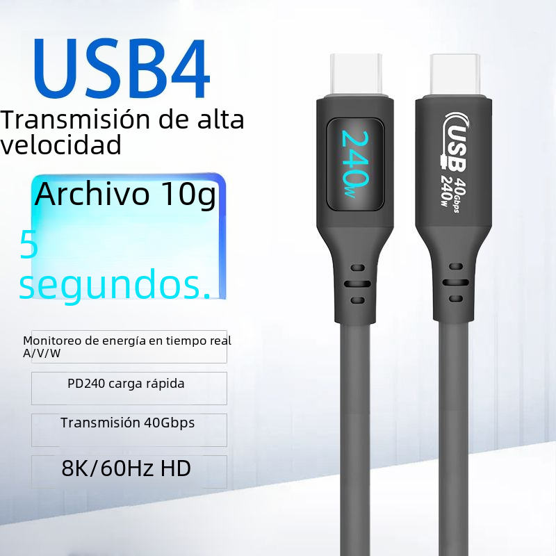 Cable DE DATOS USB4 con pantalla digital AVW 8K HD de alta velocidad compatible con el rayo 4 Cable de doble cabeza typec