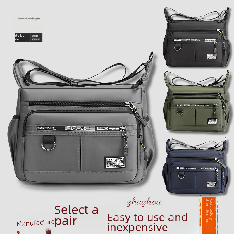 Men's Business Single-Shoulder Casual Bag Waterproof Lightweight Travel Bag Multi-layer Storage Nylon Portable Crossbody Bag Wholesale