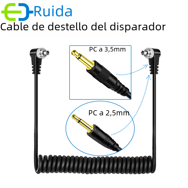Línea de lámpara de flash Línea de flash síncrono de cámara digital 3,5mm a PC 2,5 a PC línea síncrona