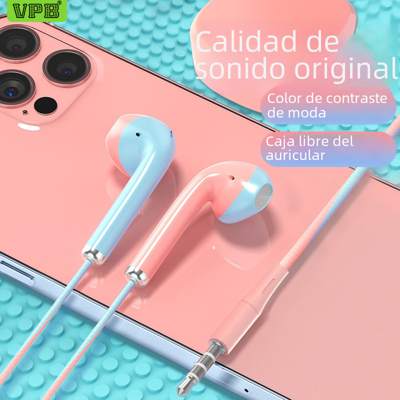 VPB A12 es adecuado para Huawei Apple Android Oppo teléfono móvil universal en la oreja los auriculares con micrófono con cable color