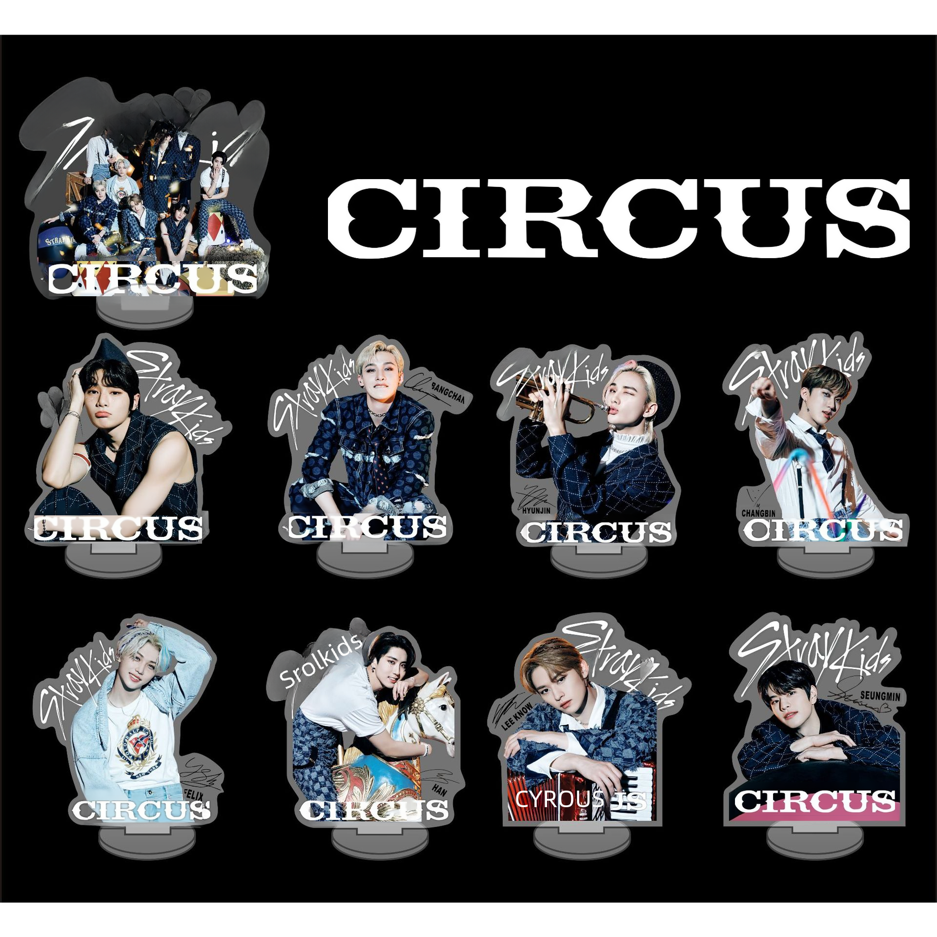 Stray kids新款CIRCUS>亞克力雙面立牌桌牌周邊明星同款飾品擺件