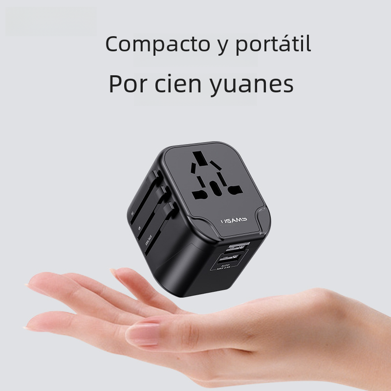 USAMS enchufe de viaje multifunción a enchufe de conversión global convertidor de enchufe de conversión USB cabeza de carga