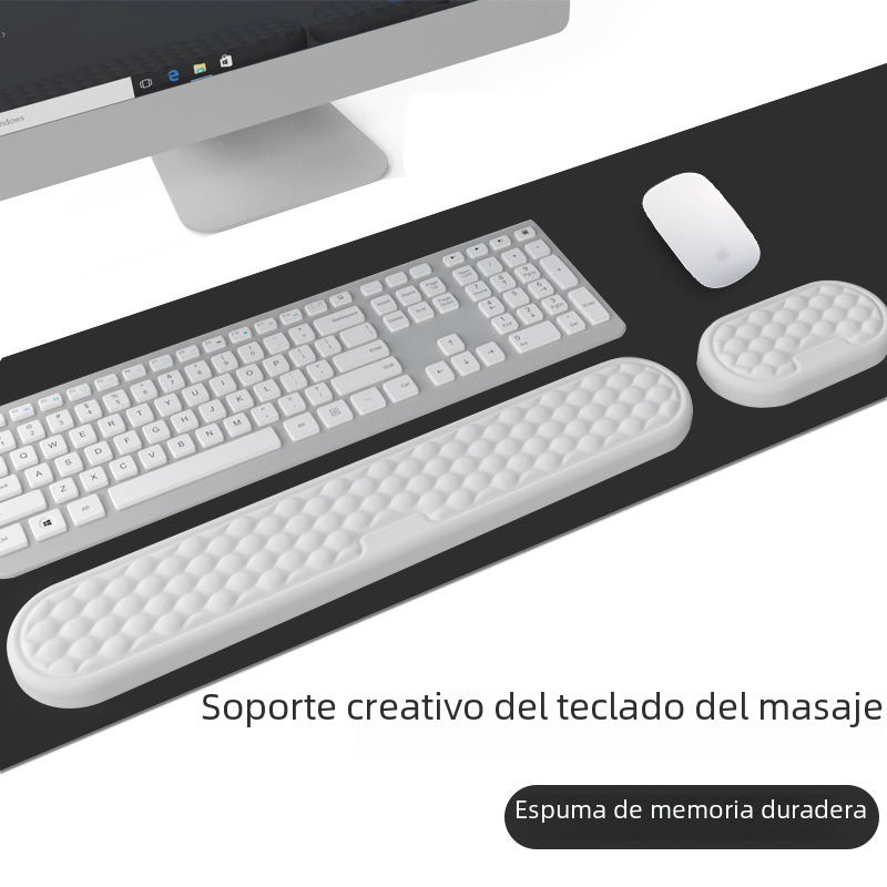 Amazon popular pulsera alfombrilla de ratón soporte de mano espuma de memoria rebote lento PU antideslizante inferior agua ondulación teclado titular de la mano