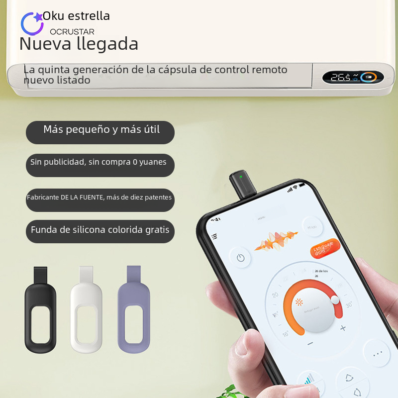 Cinco generaciones de empuje principal cápsula teléfono móvil transmisor de infrarrojos aire acondicionado inteligente TV control remoto infrarrojo universal