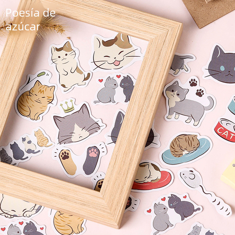 Tangshi caja pegatinas gato diario japonés álbum decorativo pegatinas de sellado pegatinas DIY pegatinas 45 unidades